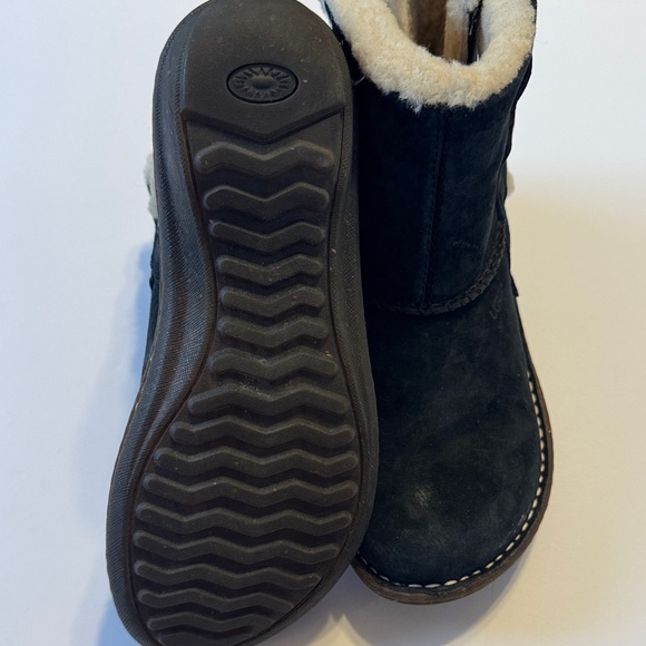 UGG Black Ankle Boots with Cream Lining - Picture 1 of 6